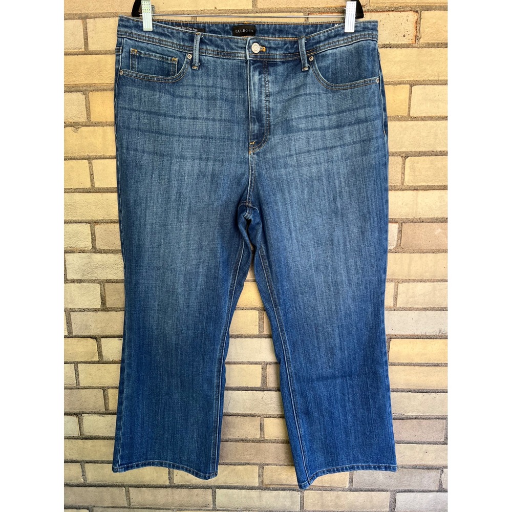 Talbots Demi Boot Crop Jeans Maria Wash Blue Size 16 Stretch Denim